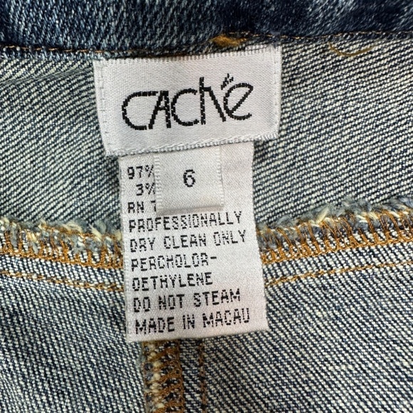 Y2K Cache Size 6 Denim Capri Jeans Cropped Blue Rhinestones Beaded Cuffed - Picture 13 of 13